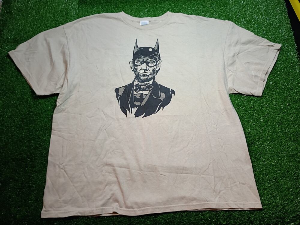 Cool Batman Mask Tuxedo Graphic Beige T-Shirt - Size 3XL